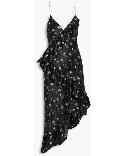 Cami NYC Dua Ruffled Floral-print Silk-satin Midi Dress - Black