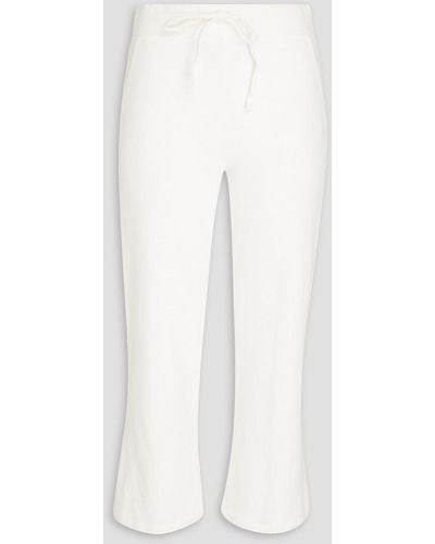 Monrow Cropped Cotton-jersey Bootcut Trousers - White