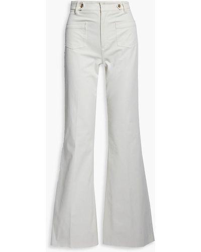 Red(V) Cotton-blend Twill Flared Trousers - White