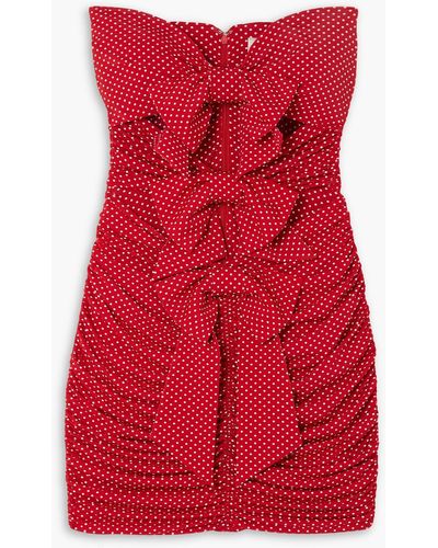 Alexandre Vauthier Strapless Bow-embellished Cutout Polka-dot Stretch-jersey Mini Dress - Red