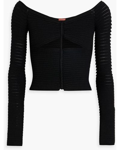 Altuzarra Off-the-shoulder Cutout Pointelle-knit Top - Black