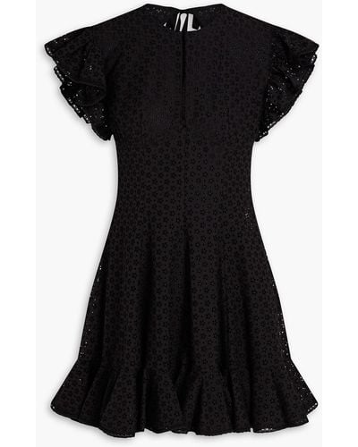 Philosophy Di Lorenzo Serafini Ruffled Broderie Anglaise Cotton-blend Mini Dress - Black