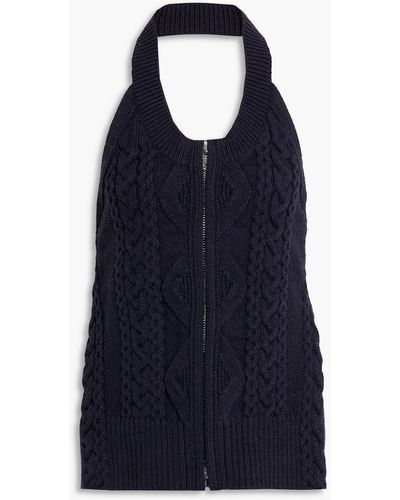 3.1 Phillip Lim Cable-knit Wool-blend Halterneck Top - Blue