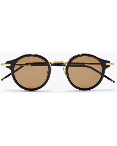 Thom Browne Round-frame Gold-tone And Acetate Sunglasses - Blue