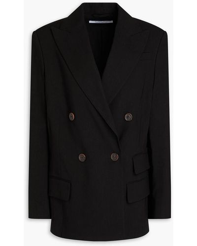 Another Tomorrow Double-breasted Hemp-blend Blazer - Black