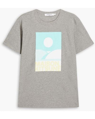 Maison Kitsuné Printed Cotton-jersey T-shirt - Grey