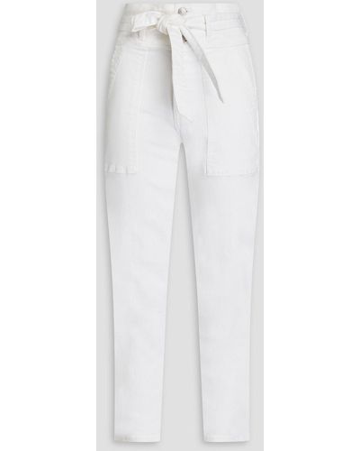 Veronica Beard Logan Belted Cropped High-rise Slim-leg Jeans - White