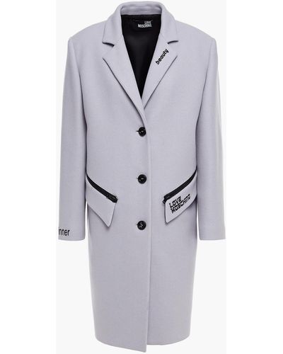 Love Moschino Embroidered Wool-felt Coat - Multicolour