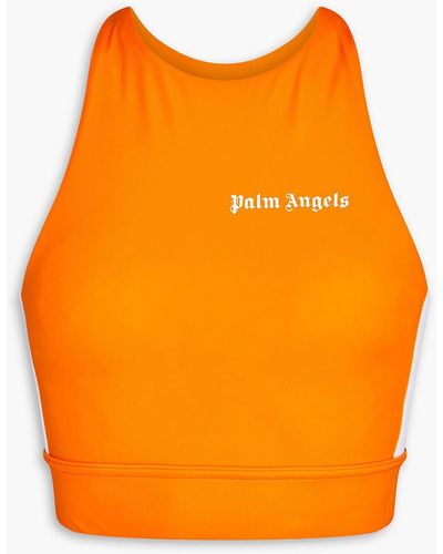 Palm Angels Cropped Printed Stretch-jersey Top - Orange