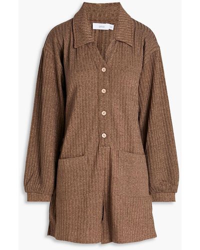 Onia Ribbed-knit Playsuit - Brown