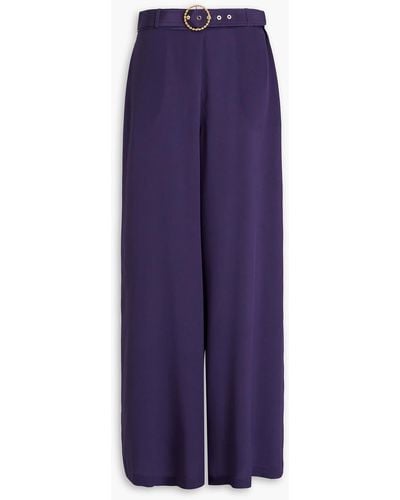 Zimmermann Silk Crepe De Chine Wide-leg Trousers - Purple