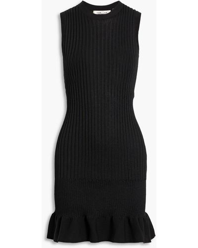 Diane von Furstenberg Whiskey Ribbed-knit Mini Dress - Black