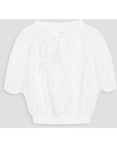 Honorine Lila Tasselled Broderie Anglaise Cotton Top - White