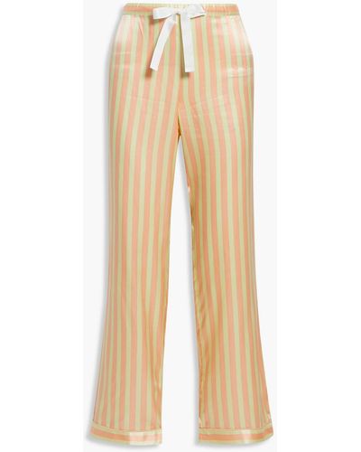 Morgan Lane Chantal Striped Satin Pyjama Trousers - Natural