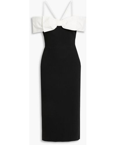 Rebecca Vallance Hepburn Cold-shoulder Poplin-paneled Crepe Midi Dress - Black