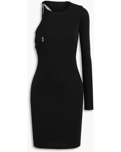 Halston Kayleigh One-sleeve Cutout Jersey Mini Dress - Black