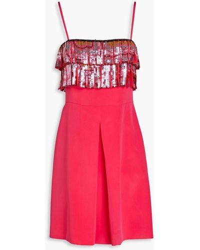 Emilio Pucci Embellished Pleated Silk Mini Dress - Red