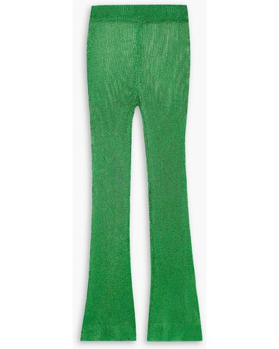 Cult Gaia Nevaeh Open-knit Flared Trousers - Green
