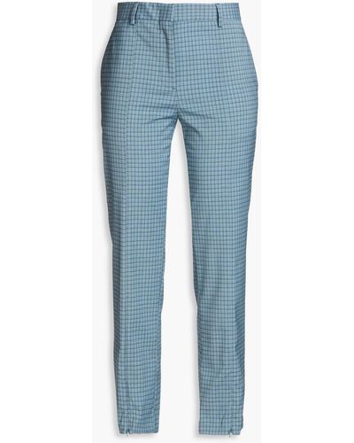 Paul Smith Checked Wool-blend Tapered Pants - Blue