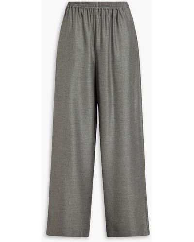 Eskandar Mélange Cashmere And Silk-blend Canvas Wide-leg Pants - Gray