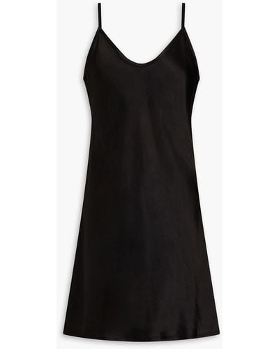 Enza Costa Slip dress in minilänge aus glänzendem crêpe - Schwarz