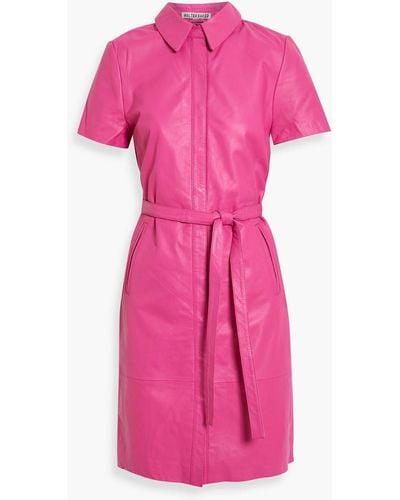 Walter Baker Chloe Leather Mini Shirt Dress - Pink