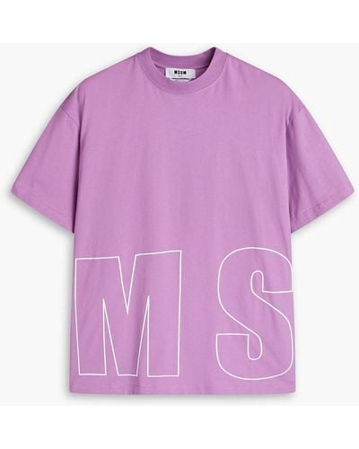 MSGM Printed Cotton-jersey T-shirt - Purple