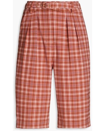 Zimmermann Belted Checked Jacquard Shorts - Red
