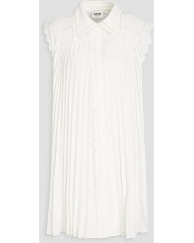 Claudie Pierlot Pleated Crepe Mini Dress - White