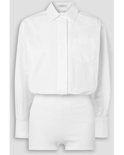 Valentino Garavani Poplin-paneled Knitted Bodysuit - White