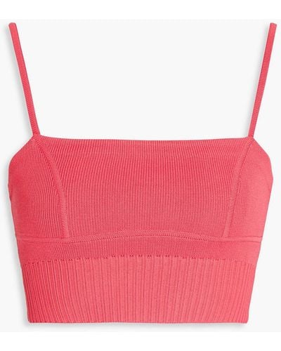 Aje. Coronil Cropped Knitted Top - Pink