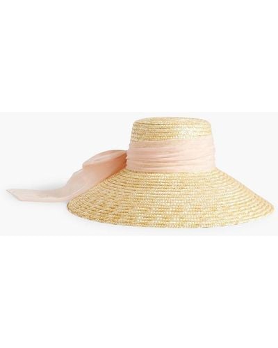 Eugenia Kim Mirabel Embellished Chiffon-trimmed Straw Sunhat - White