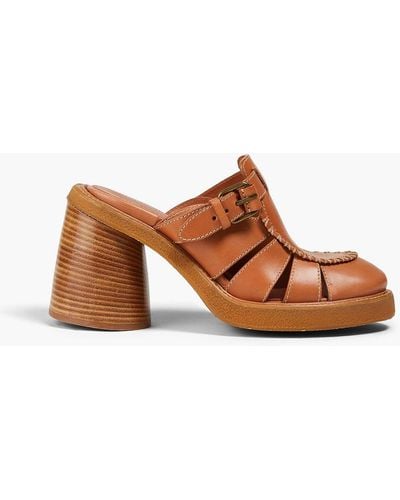 Zimmermann Buckled Leather Mules - Brown