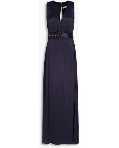 byTiMo Belted Satin-crepe Maxi Dress - Blue
