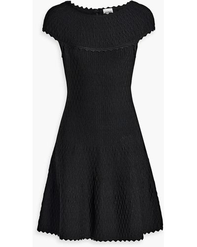 Hervé Léger Textured Fit & Flare Dress - Black