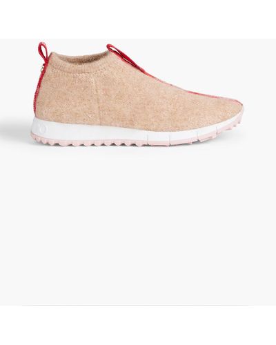Jimmy Choo Norway Brushed Stretch-knit Slip-on Sneakers - Pink