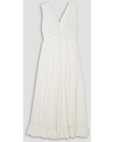 See By Chloé Crocheted Lace-trimmed Pintucked Cotton-voile Midi Dress - White