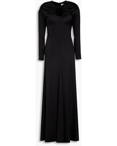 TOVE Noor Cutout Gathered Silk-blend Maxi Dress - Black