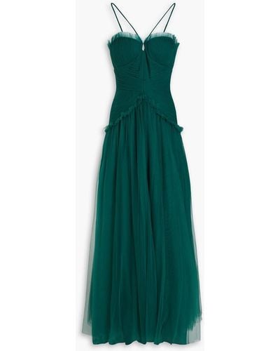 Zac Posen Pintucked Tulle Gown - Green