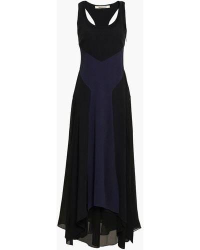Roberto Cavalli Fluted two-tone georgette and stretch-crepe gown - Schwarz