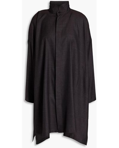 Eskandar Slub Wool, Silk And Linen-blend Shirt - Black