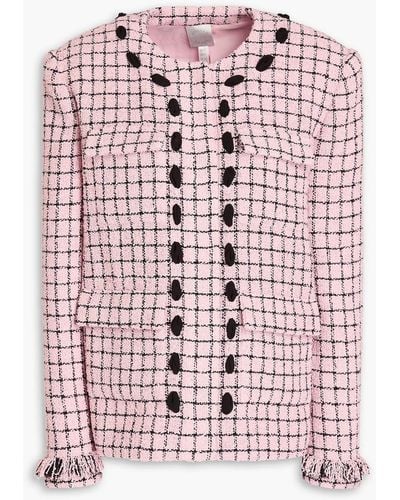 Huishan Zhang Checked Bouclé-tweed Jacket - Pink