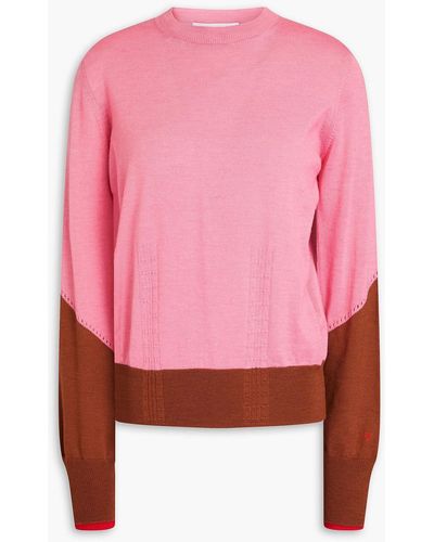 Victoria Beckham Color-block Wool Jumper - Pink