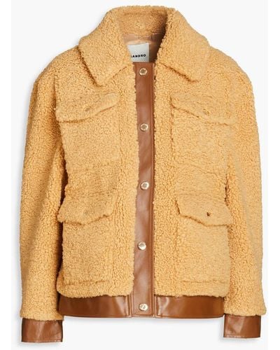 Sandro Leather-trimmed Faux Shearling Jacket - Brown