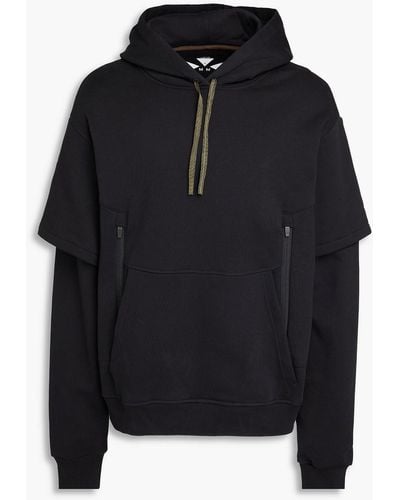 ACRONYM Mehrlagiger hoodie aus baumwollfleece mit print - Schwarz
