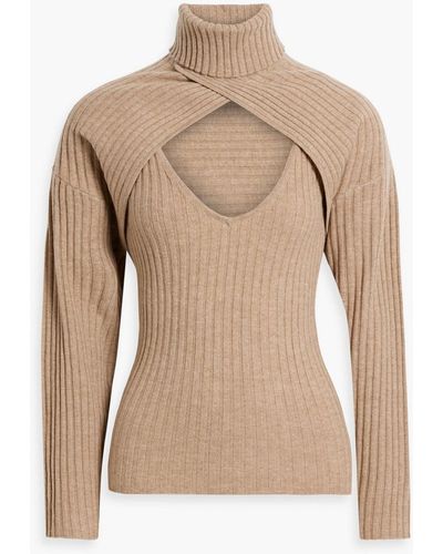 NAADAM Layered Ribbed Wool And Cashmere-blend Turtleneck Top - Natural