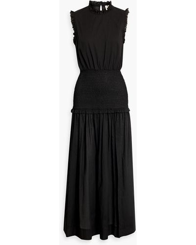 Bec & Bridge Shirred Cotton Midi Dress - Black