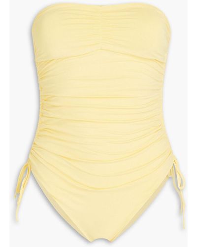 Melissa Odabash Sydney Strapless Ruched Swimsuit - Yellow