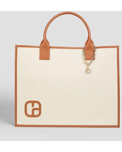 Claudie Pierlot Leather-trimmed Canvas Tote - Natural