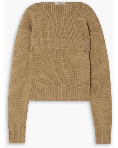 LE17SEPTEMBRE Cropped Ribbed-knit Top - Natural